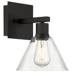 Port Nine Martini Wall Sconce - Matte Black / Clear