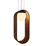 Sfera Oval Pendant - Imbuia / Frosted