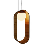 Sfera Oval Pendant - Teak / Frosted