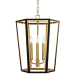 Curt Outdoor Chandelier - Midnight Black / Burnished Brass