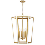 Curt Outdoor Chandelier - Matte White / Burnished Brass