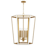 Curt Outdoor Chandelier - Matte White / Burnished Brass