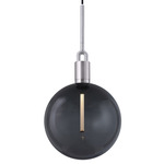 Forked Globe Pendant - Steel / Smoked