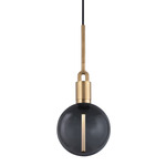 Forked Globe Pendant - Brass / Smoked