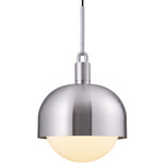 Forked Globe + Shade Pendant - Steel / Opal