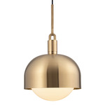 Forked Globe + Shade Pendant - Brass / Opal