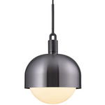 Forked Globe + Shade Pendant - Gun Metal / Opal