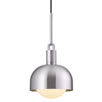 Forked Globe + Shade Pendant - Steel / Opal