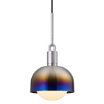 Forked Globe + Shade Pendant - Burnt Steel / Opal