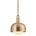 Forked Globe + Shade Pendant - Brass / Opal