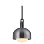 Forked Globe + Shade Pendant - Gun Metal / Opal