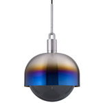 Forked Globe + Shade Pendant - Burnt Steel / Smoked