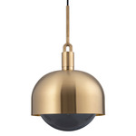 Forked Globe + Shade Pendant - Brass / Smoked