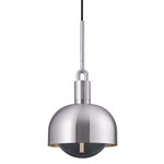 Forked Globe + Shade Pendant - Steel / Smoked