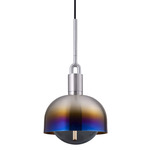 Forked Globe + Shade Pendant - Burnt Steel / Smoked