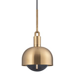 Forked Globe + Shade Pendant - Brass / Smoked