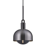 Forked Globe + Shade Pendant - Gun Metal / Smoked