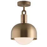 Forked Globe + Shade Ceiling Light - Brass / Opal