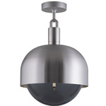 Forked Globe + Shade Ceiling Light - Steel / Smoked