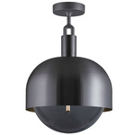 Forked Globe + Shade Ceiling Light - Gun Metal / Smoked