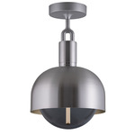 Forked Globe + Shade Ceiling Light - Steel / Smoked