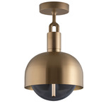 Forked Globe + Shade Ceiling Light - Brass / Smoked