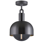 Forked Globe + Shade Ceiling Light - Gun Metal / Smoked