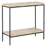 Boyles Side Table - Black / Travertine