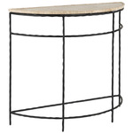 Boyles Demi-Lune Table - Black / Travertine