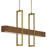 Tonbridge Linear Chandelier - Brass / Chestnut