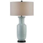 Willow Table Lamp - Black / Celadon / Off-White Linen