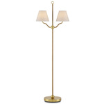 Sirocco Floor Lamp - Antique Brass / Natural / Off-White Linen