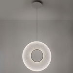 Iris Vertical Pendant - Black / White Ribbon