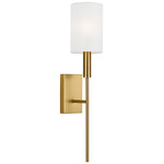 Brianna Tall Wall Sconce - Burnished Brass / White Linen