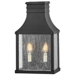 Beacon Hill Wide Outdoor Wall Sconce - Museum Black / Clear Seedy