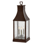 Beacon Hill 120V Outdoor Pier Mount Lantern - Blackened Copper / Clear Seedy