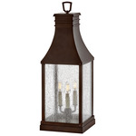 Beacon Hill 12V Outdoor Pier Mount Lantern - Blackened Copper / Clear Seedy