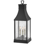 Beacon Hill 120V Outdoor Pier Mount Lantern - Museum Black / Clear Seedy