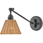 Arti Rattan Swing Wall Sconce - Black / Rattan