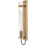 Ryden Tall Wall Sconce - Heritage Brass / Clear