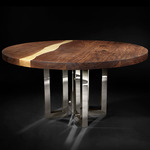 Il Pezzo 6 Round Table - Nickel / Walnut/ Ash