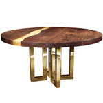 Il Pezzo 6 Round Table - Gold / Walnut/ Ash