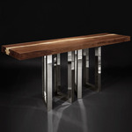 Il Pezzo 6 Console Table - Nickel / Walnut/ Ash