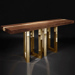 Il Pezzo 6 Console Table - Gold / Walnut / Ash