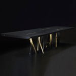Il Pezzo 8 Dining Table - Black / Gold / Black