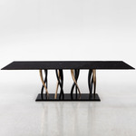 Il Pezzo 8 Marble Dining Table - Black / Gold / Black