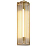 Sabre Bathroom Vanity Light - Vintage Brass / Clear Ribbed