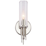 Torres Glass Wall Sconce - Polished Nickel / Clear Ribbed