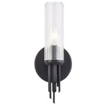 Torres Glass Wall Sconce - Matte Black / Clear Ribbed