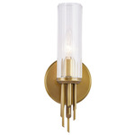 Torres Glass Wall Sconce - Vintage Brass / Clear Ribbed